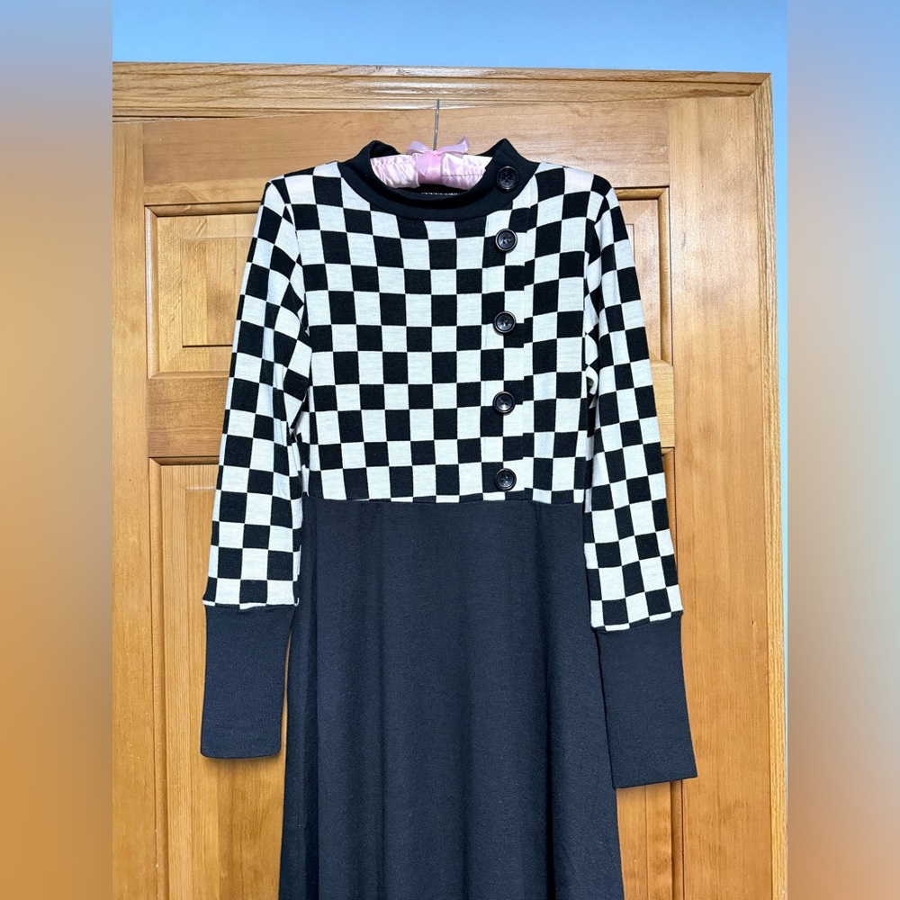 Voodoo Vixen RETRO 50'S Tattoo Margie Ray Checkered knit Dress Size medium pinup - Picture 9 of 13